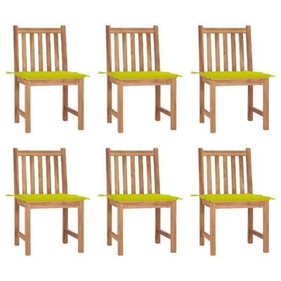 Tuinstoelen 6 st met kussens massief teakhout