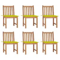 Tuinstoelen 6 st met kussens massief teakhout - thumbnail