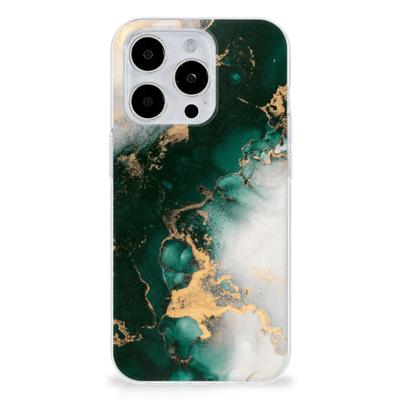 TPU Siliconen Hoesje voor iPhone 15 Pro Max Marmer Groen