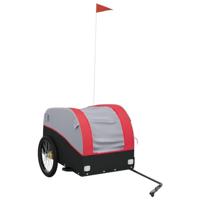 VidaXL Fietstrailer 45 kg ijzer zwart en rood - thumbnail