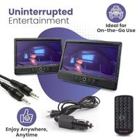 Draagbare DVD Speler Auto - Set van 2 Spelers - 9 Inch Scherm - Met Accu voor 1,5 uur Speeltijd (MPD298) - thumbnail