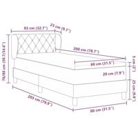 Boxspringbed met donkergrijs fluwelen matras 80x200 cm - thumbnail
