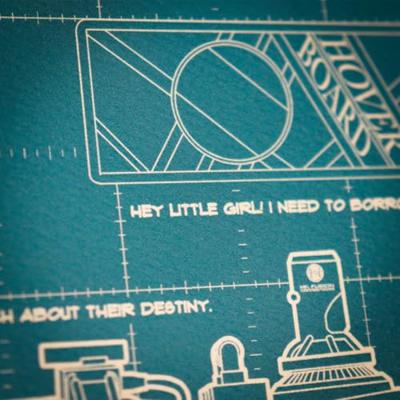 Back To The Future Art Print Time Machine Blueprint Limited Edition 42 x 30 cm