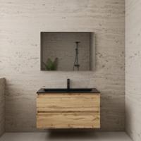 ACTIE BWS Badmeubel | Paris | Dakota Oak 100 cm | Mat Zwart Wastafel | 1 of 2 Kraangaten - thumbnail
