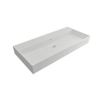 Wastafel Plieger Kansas Zonder Kraangat 100x46,6 cm met Overloop Mat Wit - thumbnail