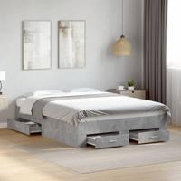 Bedframe met lades bewerkt hout betongrijs 120x200 cm - thumbnail