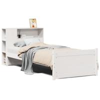 Bed met boekenkast zonder matras grenenhout wit 90x190 cm - thumbnail