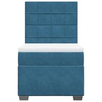 Boxspring met matras fluweel blauw 100x200 cm - thumbnail