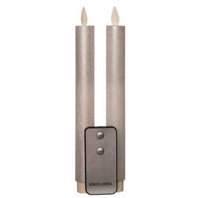 2Pcs Parel Rustiek Wax Diner Kaars 23Cm Bew. Vlam Met Afstands Bediening 2Xaa Anna's Collection - Annas collection
