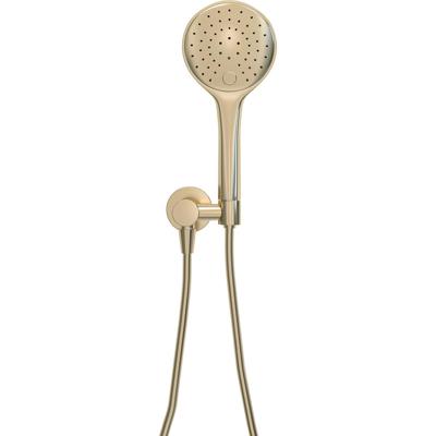 Wiesbaden UniMatch - Handdoucheset met Handdouche - 3 standen - 12cm diamater - Doucheslang en Wandaansluitbocht - Geborsteld Messing