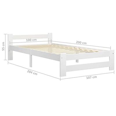 Bedframe massief grenenhout wit 100x200 cm Bedframe massief grenenhout wit 100x200 cm
