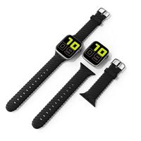 By Qubix - Siliconen 'Twist' bandje - Zwart - Compatible met Apple Watch 44mm / 45mm / 46mm / 49mm - Compatible Apple watch bandjes - thumbnail