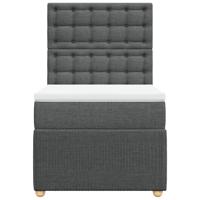 Boxspring met matras stof donkergrijs 90x190 cm - thumbnail
