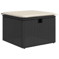 6-delige Loungeset met kussens poly rattan zwart - thumbnail