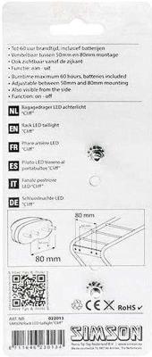 Simson batterij bagagedrager achterlicht cliff 1 led on/of