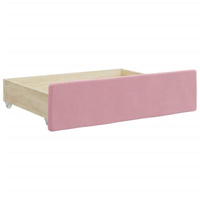 Slaapbank met onderschuifbed en lades 100x200 cm fluweel roze - thumbnail