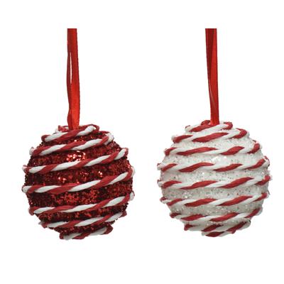 Kerstbal foam hang d6 cm rood/wit a2 hangdeco Decoris - Decoris Kerstbal foam hang d6 cm rood/wit a2 hangdeco Decoris - Decoris