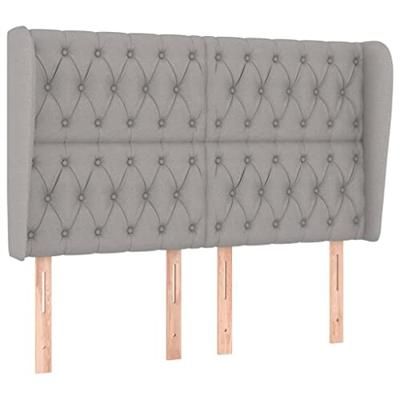 Hoofdbord met randen 147x23x118/128 cm stof lichtgrijs