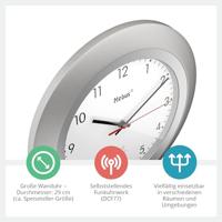Mebus 19448 Wandklok Zendergestuurd 30 cm x 4 cm Zilver - thumbnail