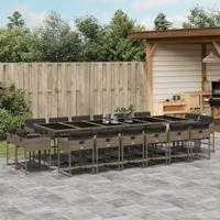 17-delige Tuinset met kussens poly rattan grijs - thumbnail