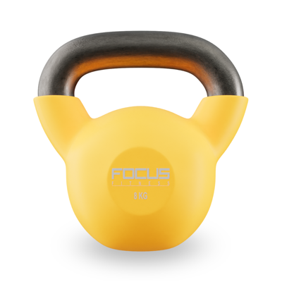 Kettlebell - Focus Fitness Vinyl - 8 kg - Geel Kettlebell - Focus Fitness Vinyl - 8 kg - Geel