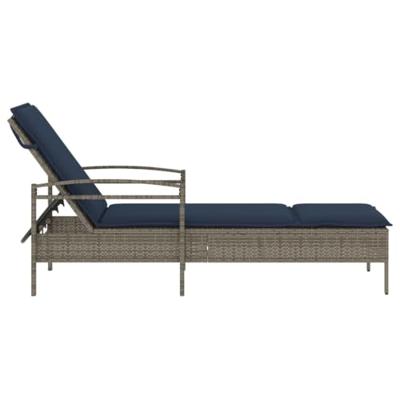 Ligbed met kussen grijs 63x200x81 cm poly rattan (alleen VS) - thumbnail