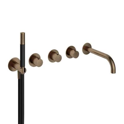 Hotbath Cobber afbouwdeel inbouw bad thermostaat met 2 stopkranen met uitloop verouderd messing CB7072EXTAB