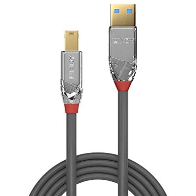 LINDY 36663 3 m USB 3.0 type A aan B kabel, Cromo Line antraciet