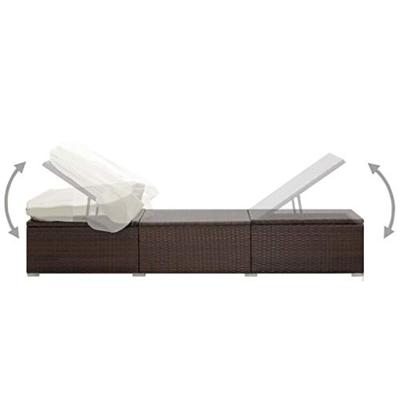 Ligbed met luifel en kussen poly rattan bruin
