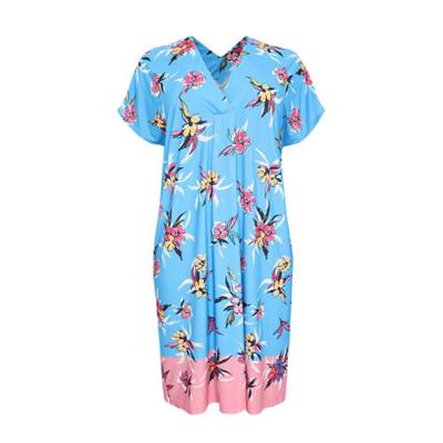 Yoek gebloemde jurk blauw/roze/wit Yoek gebloemde jurk blauw/roze/wit