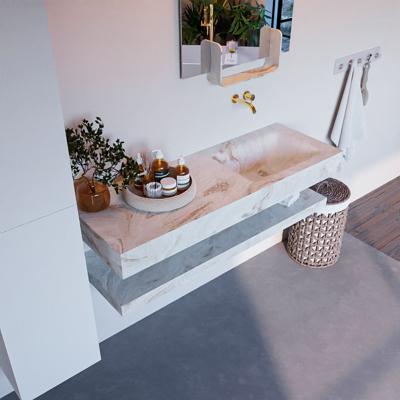 MONDIAZ ALAN-DLUX 130cm planchet Frappe. Vrijhangende wastafel CLOUD rechts zonder kraangat, kleur Frappe. MONDIAZ ALAN-DLUX 130cm planchet Frappe. Vrijhangende wastafel CLOUD rechts zonder kraangat, kleur Frappe.