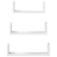 Wandschappen 3 st bewerkt hout wit - thumbnail