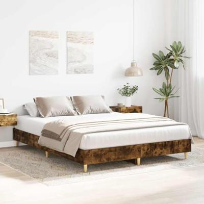 Bedframe zonder matras 150x200 cm spaanplaat gerookt eiken