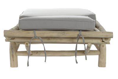 Solstol DKD Home Decor Natuurlijk Teakboom Polyester Lichtgrijs (209 x 86 x 35 cm)