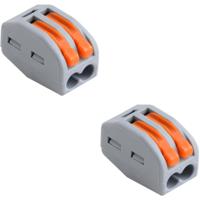 Lasklem Set 2 Stuks - 2 Polig met Klemmetjes - Grijs/Oranje - thumbnail