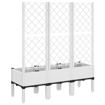 VidaXL Plantenbak met latwerk 120x40x142 cm polypropeen wit