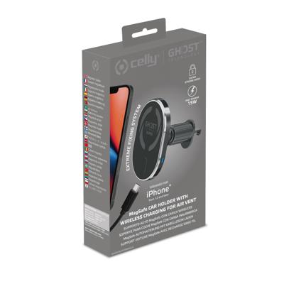 Celly GhostSuperMag MagSafe Wireless Car Charger Holder Black