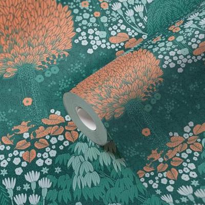 Livingwalls Famous Garden - Petrol - Floraal - 393503