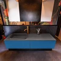 Badkamermeubelset Mondiaz Erin 150 cm met 2 Lades met RIDGE Wastafel Links Dark grey met 1 kraangat Greeploos Mat Jeans - thumbnail