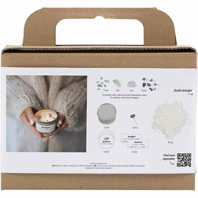 Creativ Company Mini hobbyset kaarsen maken, sojakaars met aventurien en amethist, crème, off white, 1 doos Creativ Company Mini hobbyset kaarsen maken, sojakaars met aventurien en amethist, crème, off white, 1 doos