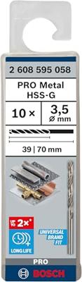 Bosch Accessories 2608595058 HSS Metaal-spiraalboor 3.5 mm Gezamenlijke lengte 70 mm Geslepen DIN 338 Cilinderschacht 10 stuk(s)