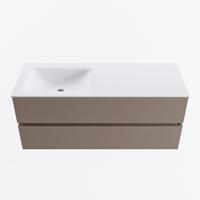 MONDIAZ VICA 120cm badmeubel onderkast Smoke 2 lades. Wastafel CLOUD links zonder kraangat, kleur Talc. - thumbnail