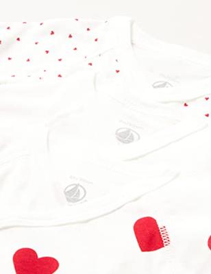 Set van 3 gekruiste babyrompertjes met korte mouwen en harten in biokatoen PETIT BATEAU wit Set van 3 gekruiste babyrompertjes met korte mouwen en harten in biokatoen PETIT BATEAU wit