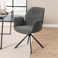 Bendt Draaibare Eetkamerstoel 'Chandler' Bouclé met armleuning, kleur Antraciet - thumbnail