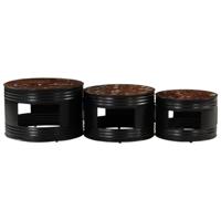 Bartafels 3 st trommelvormig massief gerecycled hout - thumbnail