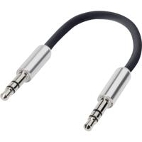 SpeaKa Professional SP-7870496 Jackplug Audio Aansluitkabel [1x Jackplug male 3,5 mm - 1x Jackplug male 3,5 mm] 10.00 cm Zwart SuperSoft-mantel - thumbnail