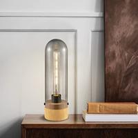 Home sweet home capri tafellamp medium hout/glas - thumbnail