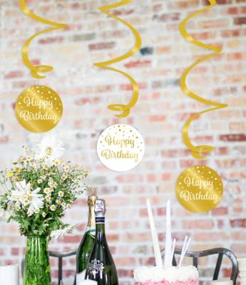 Hangdecoratie Swirls 21 Jaar Goud/Wit (3st)