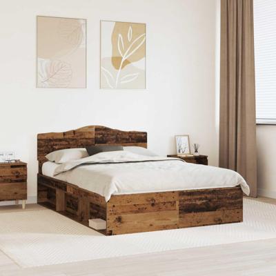 Bedframe met hoofdeinde Oudhout 140 x 190 cm Massief grenenhout