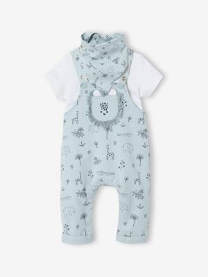 3-delige geboorteset tuinbroek + romper + sjaal blauw 3-delige geboorteset tuinbroek + romper + sjaal blauw